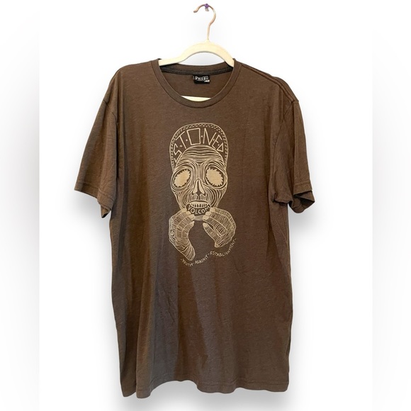 Volcom “Stoned” Skull Lip Tattoo 🍃💀 Brown T Shirt | Size XL Men’s - Picture 1 of 5